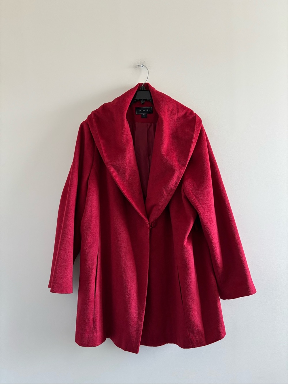 Vintage Metaphor Coat Red Shawl Collar Double Breasted Womens 2X Artsy Outdoor